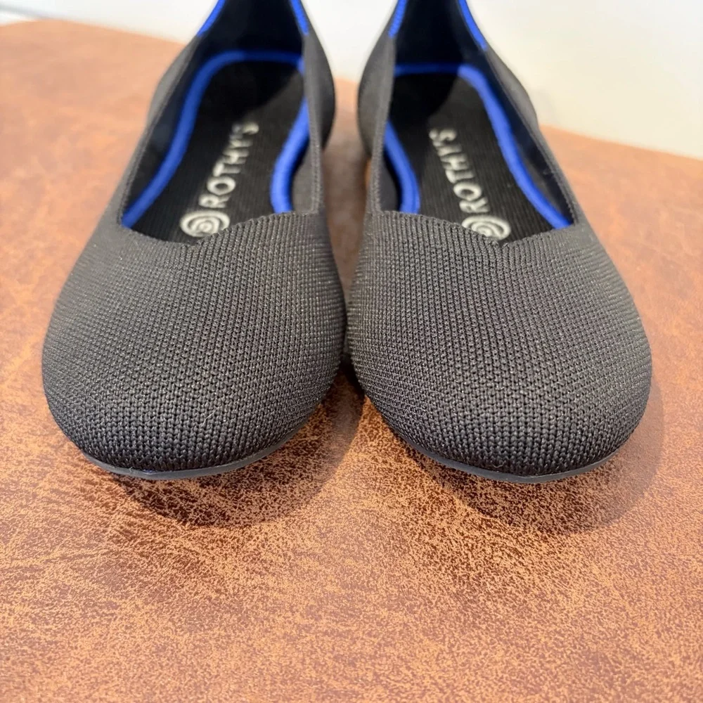 Rothy’s Black Knit Round Ballet Flats Minimalist Quiet Luxury 7.5 Like New - Picture 4 of 10